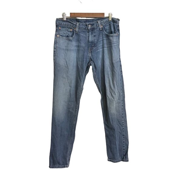 Levi's Mens Blue Denim Medium Wash Slim Straight Whiskered 512 Jeans Size 31 32 - Picture 1 of 6